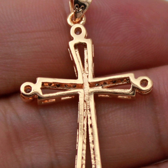 18kt Gold Topaz Filled Cross Pendant - Picture 2 of 2